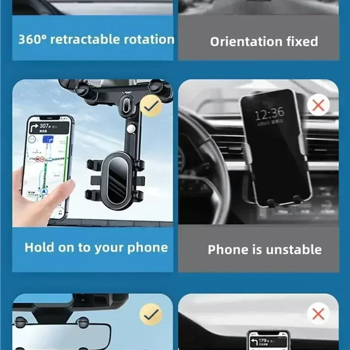 360° Achteruitkijkspiegelhouder voor Telefoon