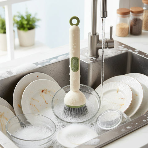 Adjustable Kitchen Cleaning Brush with Soap Dispenser