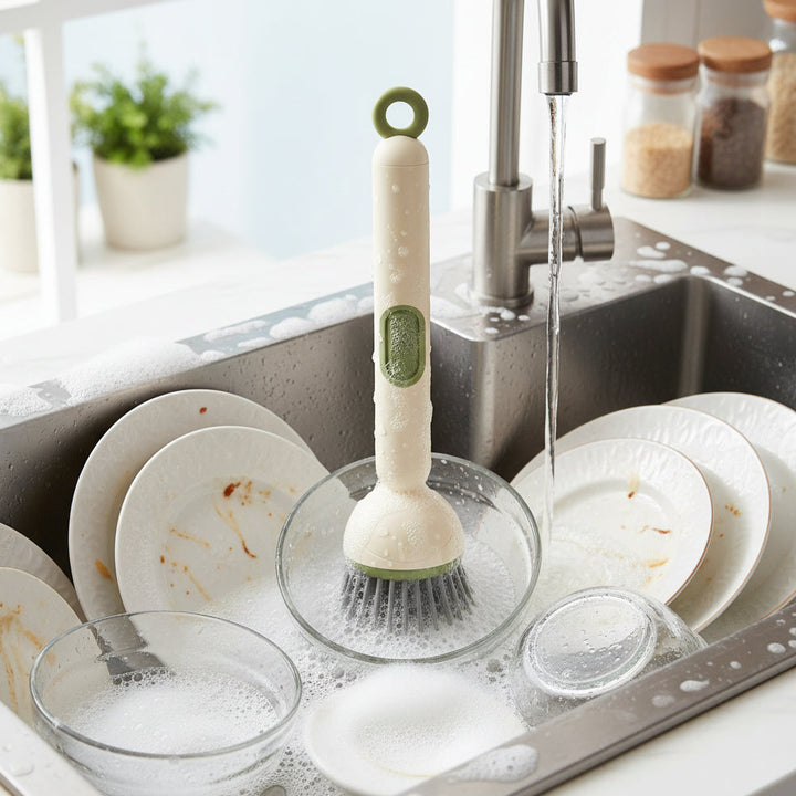 Adjustable Kitchen Cleaning Brush with Soap Dispenser