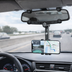 Cell phone holder with 360° rearview mirror.